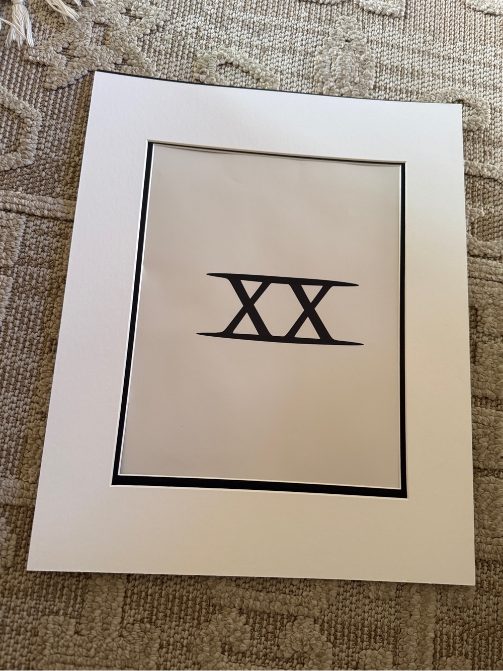 New 16x20” Minimalist XX Monogram matted original art Print in Black and White